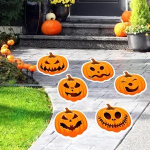 Halloween pumpkin floor stickers waterproof spooky party decor decals for home bar 6pcs