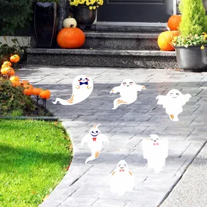 Halloween cute ghost floor stickers spooky party decorative wall decals for home festival.