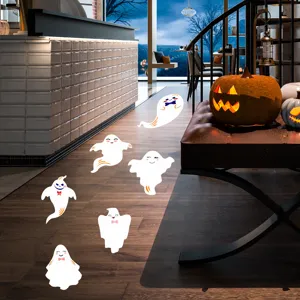 Halloween cute ghost floor stickers waterproof wall decals for spooky party home decor.