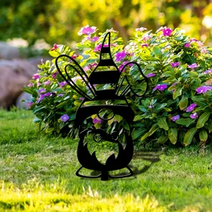 Piquet de jardin lapin nain de Pâques décoration pelouse acrylique métal vue de détail