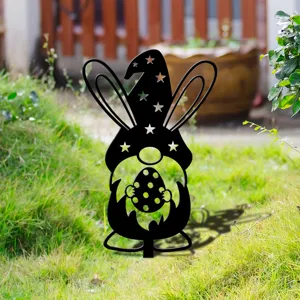 Piquet de jardin lapin de Pâques nain acrylique extérieur décoration silhouette d'œuf