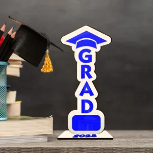 2025 graduación decoración de mesa de madera GRAD letrero de escritorio para fiesta escolar.