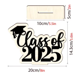 Letrero de Mesa Class of 2025 de Madera con Base Decoracion para Fiesta de Graduacion