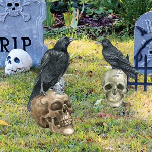 Halloween calavera cuervo estaca de jardin decoracion de fiesta detalle exhibicion exterior