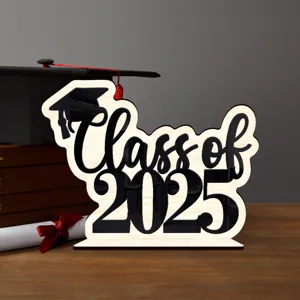 2025 Letrero de Mesa de Madera para Graduacion Class of 2025 Decoracion de Escritorio