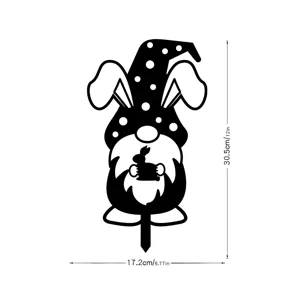 Piquet de jardin nain de lapin de Pâques décoration de cour extérieure autocollant miroir acrylique