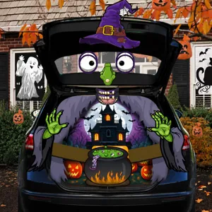 Halloween Garage Door Sticker PVC Witch Cauldron Wall Decal Scary Party Backdrop Outdoor Automotive Trunk Decoration