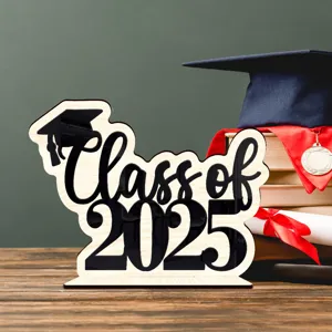 Letrero de mesa de graduación de madera Class of 2025 para fiesta de la graduación