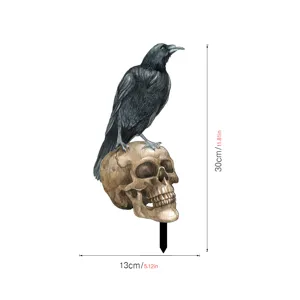Halloween cuervo espeluznante en calavera estaca de jardín decoración césped 30cm