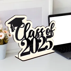 Placa de mesa de madera graduación 2025 decoración fiesta de graduación oficina adorno