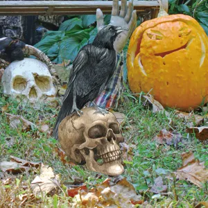 Halloween calavera vintage cuervo estaca de jardín decoración fiesta accesorio espeluznante