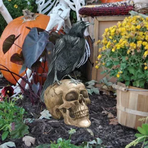 Halloween calavera vintage cuervo estaca de jardín decoración exterior fiesta festiva