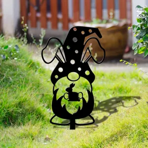 Piquet de jardin nain de Pâques en métal pelouse lapin décoration extérieure fête