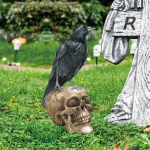 Halloween calavera cuervo estaca de jardín decoración exterior fiesta espeluznante