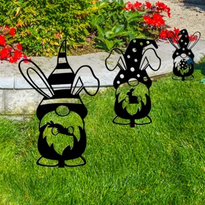 Piquet de jardin de Pâques en acrylique noir décoration de pelouse et d'extérieur