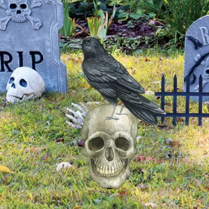 Halloween calavera retro cuervo estaca de jardín decoración para fiesta al aire libre terror.