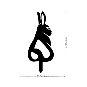 Vue de détail de piquet de jardin lapin de Pâques, déco extérieure en acrylique avec dimensions.
