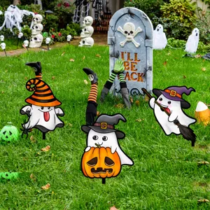 Halloween fantasma calabaza bruja letrero de patio impermeable jardín césped cementerio