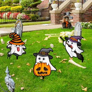 Halloween fantasma calabaza bruja cartel de patio jardín estaca decoración detalle