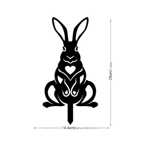 Piquet de jardin lapin de Pâques en acrylique décoration extérieure cour avec cœur 28cm
