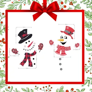 Detailed dimension view of Christmas snowman magnetic stickers showing precise part sizes.