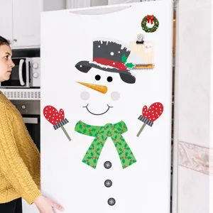 Christmas magnetic refrigerator sticker set, cute snowman garage door decor for holiday home.