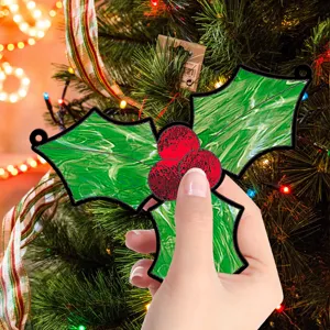 Ornement suspendu de houx de Noel decoration d'arbre fete festive decoration maison 11cm