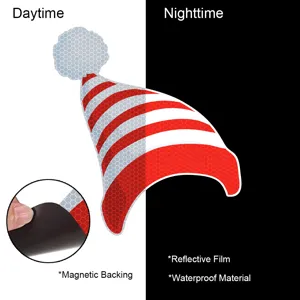 Reflective Christmas hat magnetic car sticker and garage door decor for holiday styling.