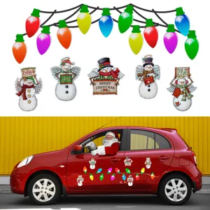 Christmas car magnets, decorative holiday light bulb and snowman fridge & door stickers.