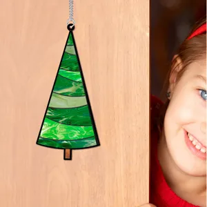 Ornement suspendu de sapin de Noël en style de vitrail pour la décoration intérieure de salon