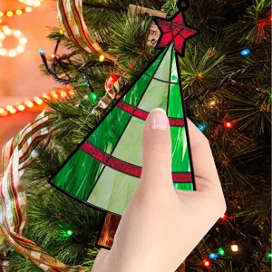 Ornement suspendu pour arbre de noël acrylique vitrail coloré décoration de maison 11cm