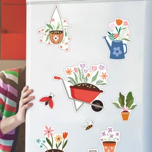 Dekorative Frühlingsgarten magnetische Kühlschrankaufkleber mit süßen Blumen für die Küche.