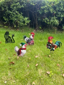 Picchetti da giardino gallina di Natale in metallo arte del ferro decoro prato festa
