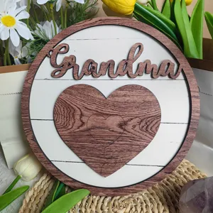 Wooden Grandma sign tabletop decoration Mother's Day gift heart puzzle home decor display