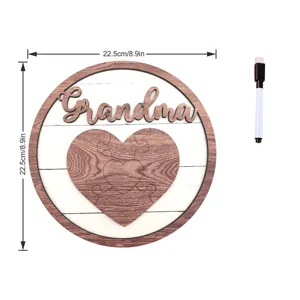 Wooden Grandma heart puzzle plaque with marker pen for Mother's Day home table decor gift.