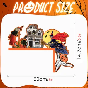 Halloween Tür ecke Dekoration Vintage Hexe Kürbis schwarze Katze Aufkleber 20 cm