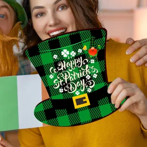 Plaque suspendue en bois St Patrick trèfle à carreaux verts décoration de fête
