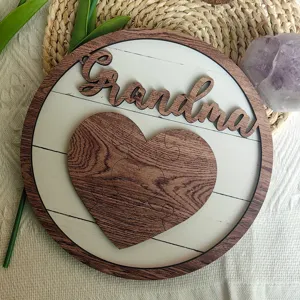 Wooden Grandma heart puzzle plaque desktop decor for Mother's Day gift ornament