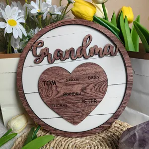 Custom Wooden Family Name Puzzle Sign Mothers Day Gift Grandma Desktop Home Decor Plaque
