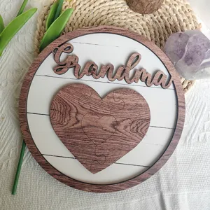 Wooden Grandma plaque tabletop decor heart puzzle sign gift ornament home table decoration