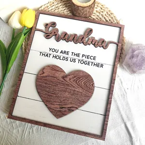 Wooden Grandma plaque with heart puzzle design and emotional message for Mother's Day.