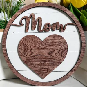 Wooden Mother's Day Plaque Heart Puzzle Tabletop Decor Desktop Ornament With Whiteboard Pen Hollow Mom Sign Home Gift