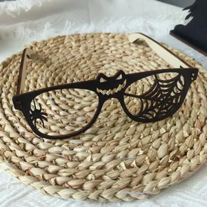Halloween Holz Brille ausgehöhlt Party Dekoration Rahmen festliche Brillen Zubehör