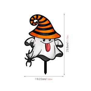 Decoración de jardín estaca fantasma de Halloween sombrero de bruja y araña lindo detalle