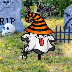 Halloween fantasma estaca de jardin lindo sombrero bruja cesped fiesta decor letrero