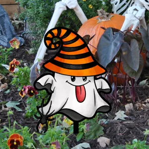 Halloween fantasma estaca de jardín decoración sombrero de bruja césped letrero fiesta espeluznante