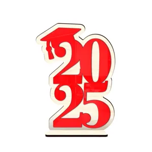 2025 decoracion de mesa de madera de graduacion numeros rojos adorno fiesta nuevo