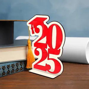 Decoración de mesa de graduación de madera 2025, adorno de birrete para fiesta