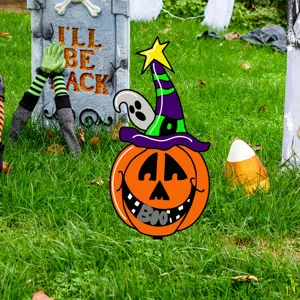 Halloween calabaza bruja estaca de jardín decoración césped fantasma fiesta accesorio