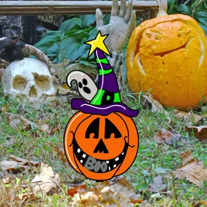 Halloween fantasma calabaza bruja estaca de jardín decoración para fiesta terrorífica césped.